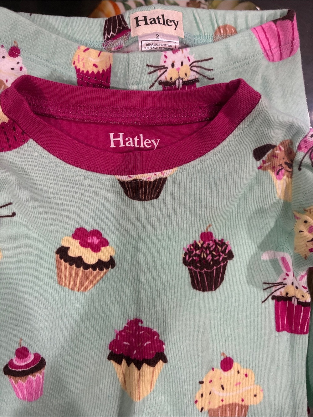 Hatley Mint Green & Fuchsia Cupcake Pajama Set